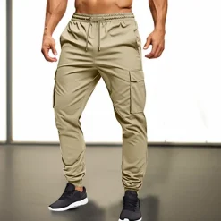 Men's Sweatpants Joggers Trousers Drawstring Elastic Waist Multi Pocket Plain Comfort Breathable Casual Daily Holiday Sports Fashion ArmyGreen Black