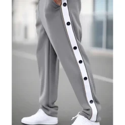 Men's Sweatpants Joggers Tear Away Pants Trousers Straight Leg Sweatpants Drawstring Elastic Waist Side Button Plain Comfort Breathable Outdoor Daily Going out Fashion Casual Black Blue