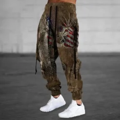 Men's Sweatpants Joggers Trousers Drawstring Side Pockets Elastic Waist Color Block Graphic Prints Comfort Breathable Sports Outdoor Casual Daily Cotton Blend Terry Streetwear Designer Brown Gray