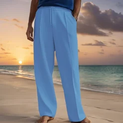 Men's Sweatpants Pocket Drawstring Elastic Waist Plain Comfort Sports Outdoor Daily Casual ArmyGreen Black Micro-elastic