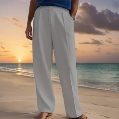 Men's Sweatpants Pocket Drawstring Elastic Waist Plain Comfort Sports Outdoor Daily Casual ArmyGreen Black Micro-elastic