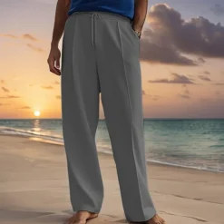 Men's Sweatpants Pocket Drawstring Elastic Waist Plain Comfort Sports Outdoor Daily Casual ArmyGreen Black Micro-elastic