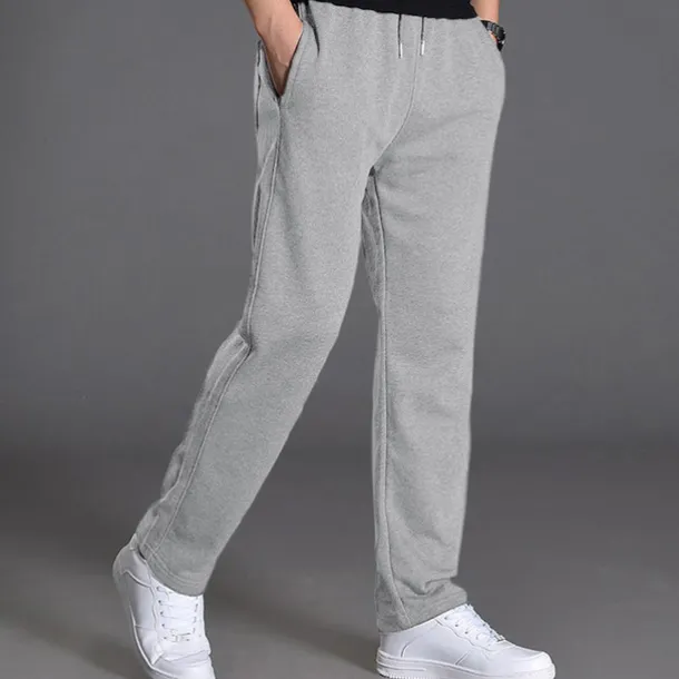 Men's Sweatpants Trousers Casual Pants Straight Leg Sweatpants Pocket Drawstring Elastic Waist Plain Comfort Sports Outdoor Casual Daily Fashion Streetwear Black Navy Blue Micro-elastic