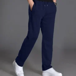 Men's Sweatpants Trousers Casual Pants Straight Leg Sweatpants Pocket Drawstring Elastic Waist Plain Comfort Sports Outdoor Casual Daily Fashion Streetwear Black Navy Blue Micro-elastic