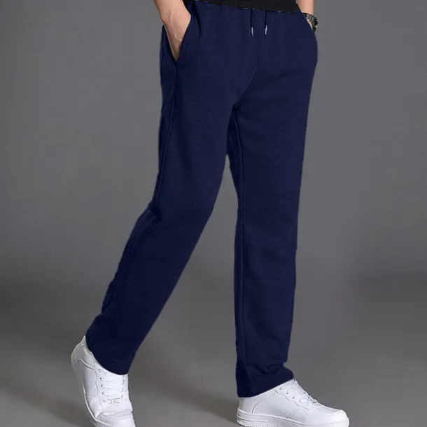 Men's Sweatpants Trousers Casual Pants Straight Leg Sweatpants Pocket Drawstring Elastic Waist Plain Comfort Sports Outdoor Casual Daily Fashion Streetwear Black Navy Blue Micro-elastic