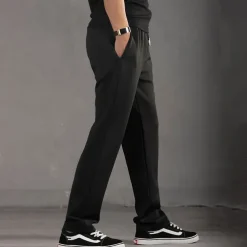 Men's Sweatpants Trousers Casual Pants Straight Leg Sweatpants Pocket Drawstring Elastic Waist Plain Comfort Sports Outdoor Casual Daily Fashion Streetwear Black Navy Blue Micro-elastic