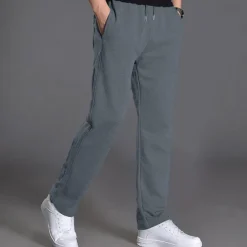 Men's Sweatpants Trousers Casual Pants Straight Leg Sweatpants Pocket Drawstring Elastic Waist Plain Comfort Sports Outdoor Casual Daily Fashion Streetwear Black Navy Blue Micro-elastic