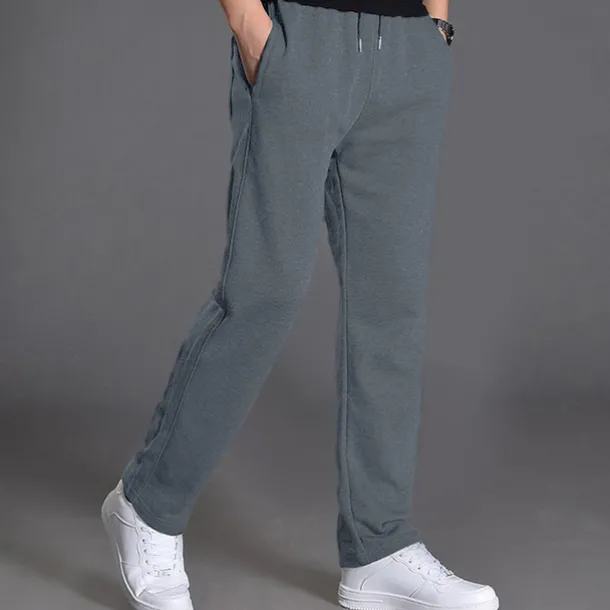 Men's Sweatpants Trousers Casual Pants Straight Leg Sweatpants Pocket Drawstring Elastic Waist Plain Comfort Sports Outdoor Casual Daily Fashion Streetwear Black Navy Blue Micro-elastic