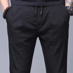 Men's Sweatpants Trousers Chinos Chino Pants Jogger Pants Drawstring Elastic Waist Plain Breathable Outdoor Full Length Casual Daily Return to Office Casual Athleisure Black Micro-elastic