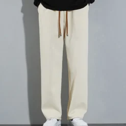 Men's Sweatpants Trousers Straight Leg Sweatpants Pocket Drawstring Elastic Waist Plain Comfort Sports Outdoor Daily Fashion Casual Black Beige Micro-elastic