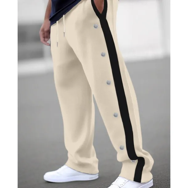 Men's Sweatpants Wide Leg Sweatpants Joggers Trousers Straight Leg Sweatpants Drawstring Elastic Waist Side Button Plain Comfort Breathable Outdoor Daily Going out Fashion Casual Black White