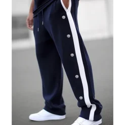 Men's Sweatpants Wide Leg Sweatpants Joggers Trousers Straight Leg Sweatpants Drawstring Elastic Waist Side Button Plain Comfort Breathable Outdoor Daily Going out Fashion Casual Black White