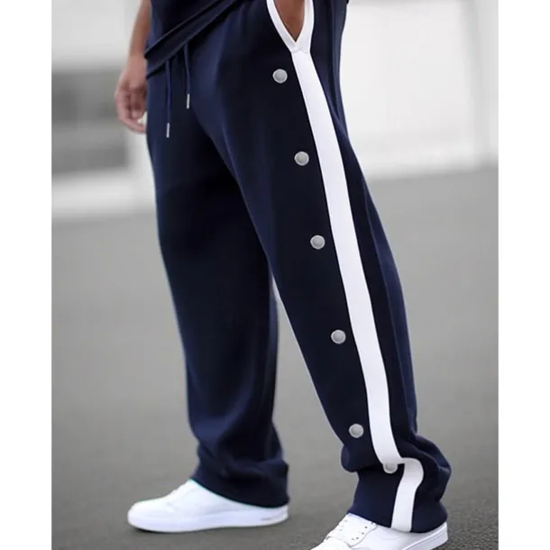 Men's Sweatpants Wide Leg Sweatpants Joggers Trousers Straight Leg Sweatpants Drawstring Elastic Waist Side Button Plain Comfort Breathable Outdoor Daily Going out Fashion Casual Black White