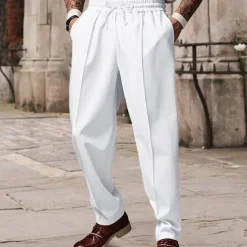 Men's Sweatpants Wide Leg Sweatpants Trousers Pocket Drawstring Elastic Waist Plain Comfort Sports Outdoor Daily Fashion Casual ArmyGreen Black Micro-elastic