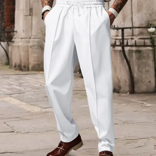 Men's Sweatpants Wide Leg Sweatpants Trousers Pocket Drawstring Elastic Waist Plain Comfort Sports Outdoor Daily Fashion Casual ArmyGreen Black Micro-elastic