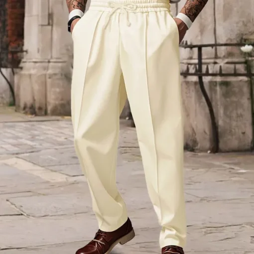 Men's Sweatpants Wide Leg Sweatpants Trousers Pocket Drawstring Elastic Waist Plain Comfort Sports Outdoor Daily Fashion Casual ArmyGreen Black Micro-elastic