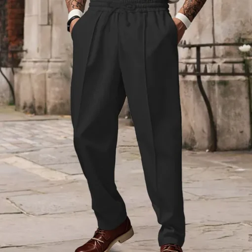 Men's Sweatpants Wide Leg Sweatpants Trousers Pocket Drawstring Elastic Waist Plain Comfort Sports Outdoor Daily Fashion Casual ArmyGreen Black Micro-elastic