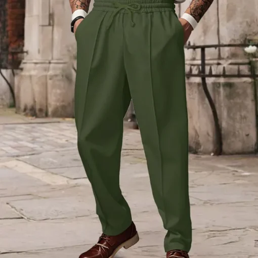 Men's Sweatpants Wide Leg Sweatpants Trousers Pocket Drawstring Elastic Waist Plain Comfort Sports Outdoor Daily Fashion Casual ArmyGreen Black Micro-elastic