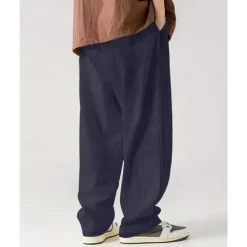 Men's Sweatpants Wide Leg Sweatpants Corduroy Pants Trousers Pocket Drawstring Elastic Waist Plain Comfort Sports Outdoor Daily Fashion Casual Black White Micro-elastic