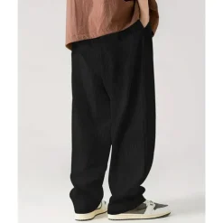 Men's Sweatpants Wide Leg Sweatpants Corduroy Pants Trousers Pocket Drawstring Elastic Waist Plain Comfort Sports Outdoor Daily Fashion Casual Black White Micro-elastic