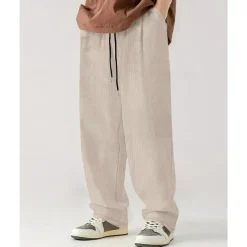 Men's Sweatpants Wide Leg Sweatpants Corduroy Pants Trousers Pocket Drawstring Elastic Waist Plain Comfort Sports Outdoor Daily Fashion Casual Black White Micro-elastic