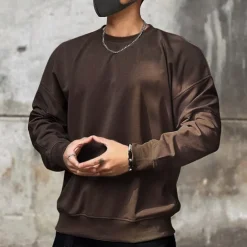 Men's Sweatshirt Black Brown Khaki Gray Crew Neck Plain Sports & Outdoor Daily Holiday Cotton Streetwear Basic Casual Spring & Fall Clothing Apparel Hoodies Sweatshirts Long Sleeve