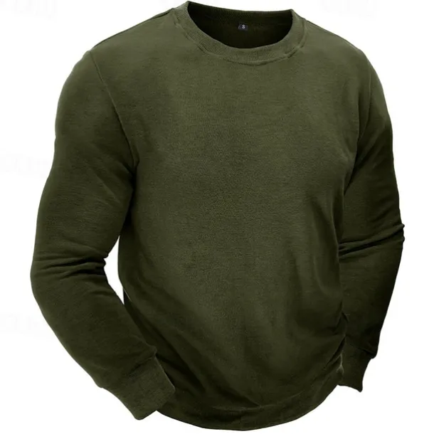 Men's Sweatshirt Black White Wine Army Green Light Grey Crew Neck Plain Sports & Outdoor Daily Holiday Streetwear Basic Casual Fall & Winter Clothing Apparel Hoodies Sweatshirts