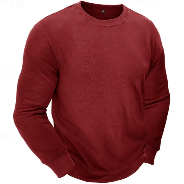 Men's Sweatshirt Black White Wine Army Green Light Grey Crew Neck Plain Sports & Outdoor Daily Holiday Streetwear Basic Casual Fall & Winter Clothing Apparel Hoodies Sweatshirts