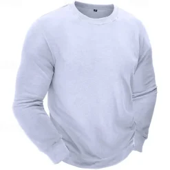 Men's Sweatshirt Black White Wine Army Green Light Grey Crew Neck Plain Sports & Outdoor Daily Holiday Streetwear Basic Casual Fall & Winter Clothing Apparel Hoodies Sweatshirts