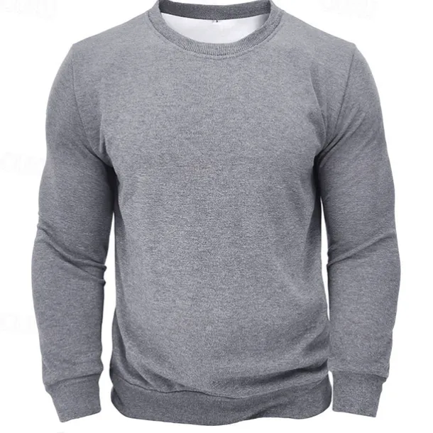 Men's Sweatshirt Black White Wine Army Green Light Grey Crew Neck Plain Sports & Outdoor Daily Holiday Streetwear Basic Casual Fall & Winter Clothing Apparel Hoodies Sweatshirts