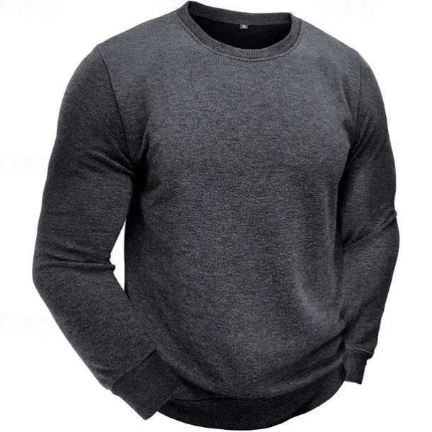 Men's Sweatshirt Black White Wine Army Green Light Grey Crew Neck Plain Sports & Outdoor Daily Holiday Streetwear Basic Casual Fall & Winter Clothing Apparel Hoodies Sweatshirts