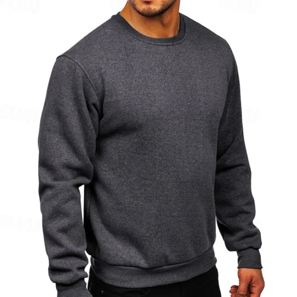 Men's Sweatshirt Black White Wine Army Green Light Grey Crew Neck Plain Sports & Outdoor Daily Holiday Streetwear Basic Casual Fall & Winter Clothing Apparel Hoodies Sweatshirts