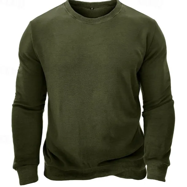 Men's Sweatshirt Black White Wine Army Green Light Grey Crew Neck Plain Sports & Outdoor Daily Holiday Streetwear Basic Casual Fall & Winter Clothing Apparel Hoodies Sweatshirts