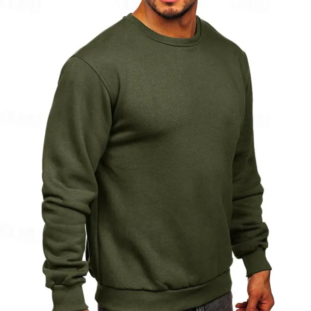 Men's Sweatshirt Black White Wine Army Green Light Grey Crew Neck Plain Sports & Outdoor Daily Holiday Streetwear Basic Casual Fall & Winter Clothing Apparel Hoodies Sweatshirts