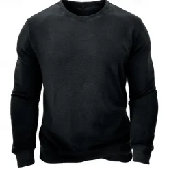 Men's Sweatshirt Black White Wine Army Green Light Grey Crew Neck Plain Sports & Outdoor Daily Holiday Streetwear Basic Casual Fall & Winter Clothing Apparel Hoodies Sweatshirts