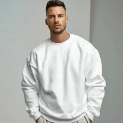 Men's Sweatshirt Pullover Black White Gray Crew Neck Sports Holiday Vacation Streetwear Cotton Fashion Daily Casual Spring & Fall Clothing Apparel Hoodies Sweatshirts Long Sleeve