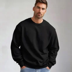 Men's Sweatshirt Pullover Black White Gray Crew Neck Sports Holiday Vacation Streetwear Cotton Fashion Daily Casual Spring & Fall Clothing Apparel Hoodies Sweatshirts Long Sleeve