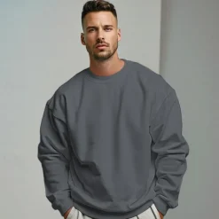 Men's Sweatshirt Pullover Black White Gray Crew Neck Sports Holiday Vacation Streetwear Cotton Fashion Daily Casual Spring & Fall Clothing Apparel Hoodies Sweatshirts Long Sleeve