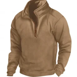 Men's Sweatshirt Quarter Zip Sweatshirt Black Army Green Navy Blue Khaki Gray Half Zip Plain Sports & Outdoor Daily Holiday Polyester Streetwear Casual Spring & Fall Clothing Apparel Hoodies