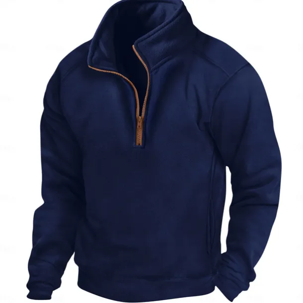 Men's Sweatshirt Quarter Zip Sweatshirt Black Army Green Navy Blue Khaki Gray Half Zip Plain Sports & Outdoor Daily Holiday Polyester Streetwear Casual Spring & Fall Clothing Apparel Hoodies