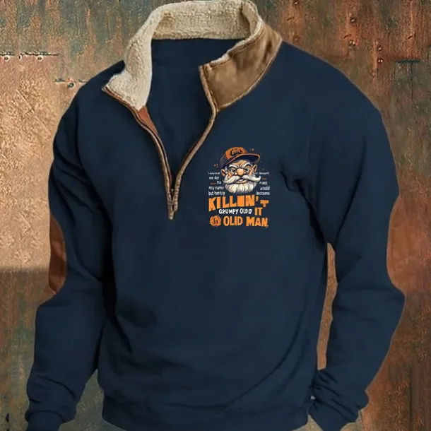 Men's Sweatshirt Quarter Zip Sweatshirt Black Navy Blue Khaki Gray Half Zip Plain Sports & Outdoor Daily Holiday Streetwear Cool Retro Winter Spring & Fall Clothing Apparel Hoodies Sweatshirts