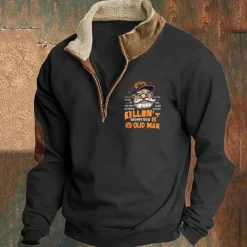 Men's Sweatshirt Quarter Zip Sweatshirt Black Navy Blue Khaki Gray Half Zip Plain Sports & Outdoor Daily Holiday Streetwear Cool Retro Winter Spring & Fall Clothing Apparel Hoodies Sweatshirts