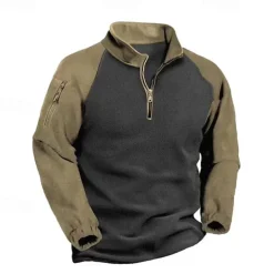 Men's Sweatshirt Quarter Zip Sweatshirt Army Green Navy Blue Half Zip Color Block Patchwork Sports & Outdoor Daily Holiday Streetwear Basic Casual Fall & Winter Clothing Apparel Hoodies Sweatshirts