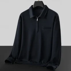 Men's Sweatshirt Quarter Zip Sweatshirt Black White Dark Gray Polo Collar Plain Zipper Pocket Sports & Outdoor Casual Daily Designer Sportswear Basic Spring Fall Clothing Apparel Hoodies Sweatshirts