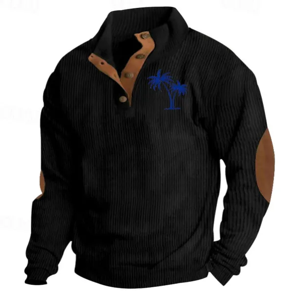 Men's Sweatshirt Quarter Zip Sweatshirt Black White Navy Blue Green Half Zip Color Block Tree Sports & Outdoor Daily Holiday Polyester Corduroy Streetwear Basic Casual Fall & Winter Clothing Apparel
