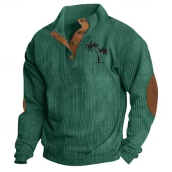 Men's Sweatshirt Quarter Zip Sweatshirt Black White Navy Blue Green Half Zip Color Block Tree Sports & Outdoor Daily Holiday Polyester Corduroy Streetwear Basic Casual Fall & Winter Clothing Apparel