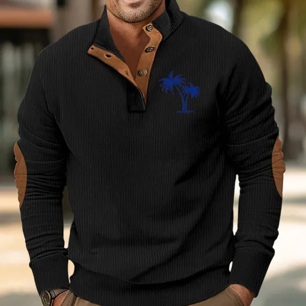 Men's Sweatshirt Quarter Zip Sweatshirt Black White Navy Blue Green Half Zip Color Block Tree Sports & Outdoor Daily Holiday Polyester Corduroy Streetwear Basic Casual Fall & Winter Clothing Apparel