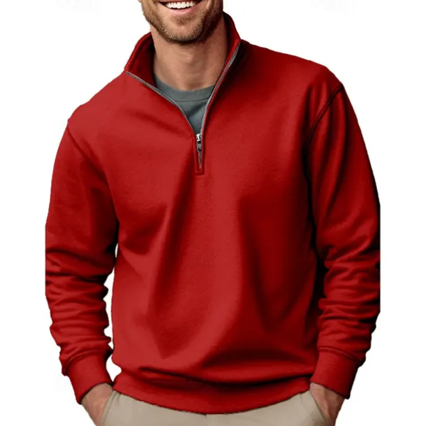 Men's Sweatshirt Quarter Zip Sweatshirt Black White Red Blue Green Half Zip Plain Sports & Outdoor Daily Holiday Polyester Streetwear Casual Spring & Fall Clothing Apparel Hoodies Sweatshirts Long