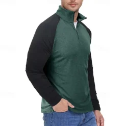 Men's Sweatshirt Quarter Zip Sweatshirt White Red Royal Blue Blue Green Half Zip Color Block Patchwork Sports & Outdoor Daily Holiday Streetwear Basic Casual Spring & Fall Clothing Apparel Hoodies