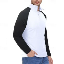 Men's Sweatshirt Quarter Zip Sweatshirt White Red Royal Blue Blue Green Half Zip Color Block Patchwork Sports & Outdoor Daily Holiday Streetwear Basic Casual Spring & Fall Clothing Apparel Hoodies